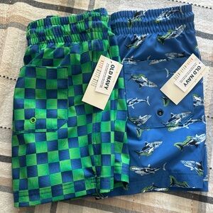 Old Navy Kids Checkered and Shark Print Shorts